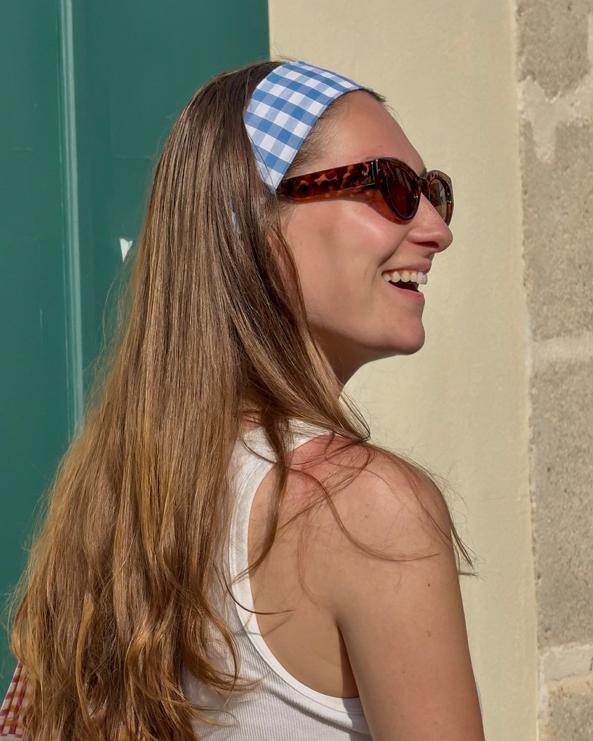 Bandeau vichy bleu et blanc