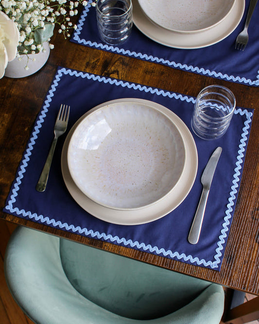 Set de table bleu wavy en coton - L'Atelier Vague