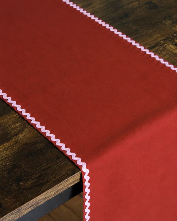 Chemin de table Ondine terracotta artisanal en coton - L'Atelier Vague - vue zoom