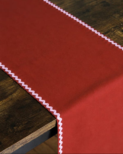 Chemin de table Ondine terracotta artisanal en coton - L'Atelier Vague - vue zoom