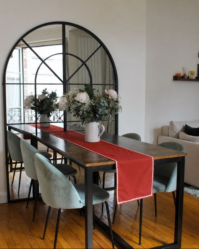 Chemin de table Ondine terracotta artisanal en coton - L'Atelier Vague 