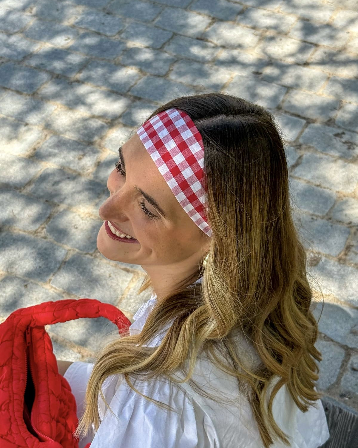 Bandeau vichy rouge et blanc, accessoire cheveux Férias, Fêtes de Bayonne