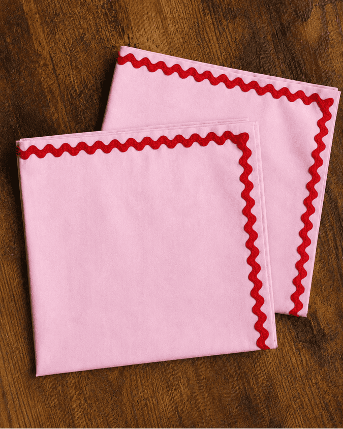 Lot de 2 serviettes rose wavy en coton - L'Atelier Vague