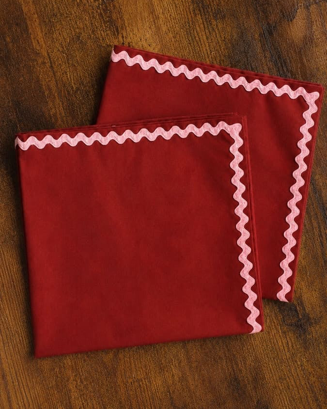 Lot de 2 serviettes terracotta wavy en coton - L'Atelier Vague