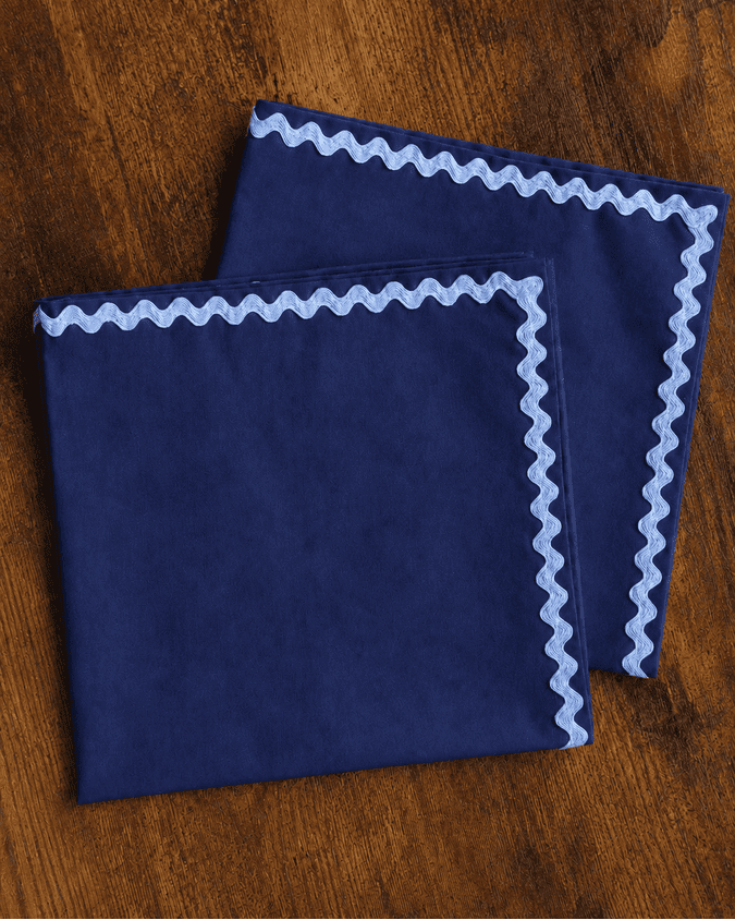 Lot de 2 serviettes bleu wavy en coton - L'Atelier Vague